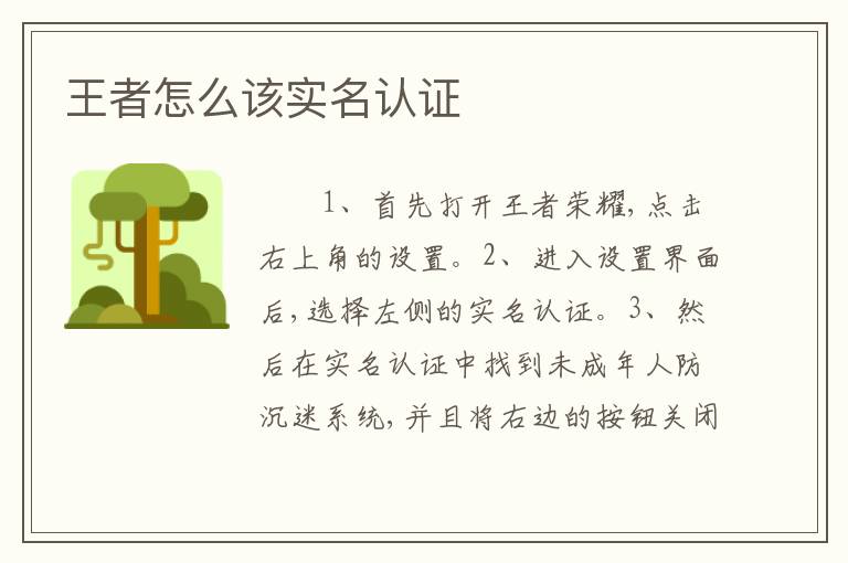王者怎么该实名认证
